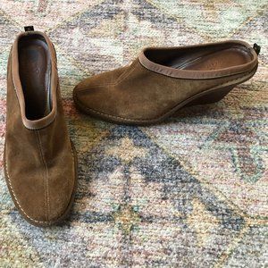 Cole Haan Brown Suede Wedge Heel Mules